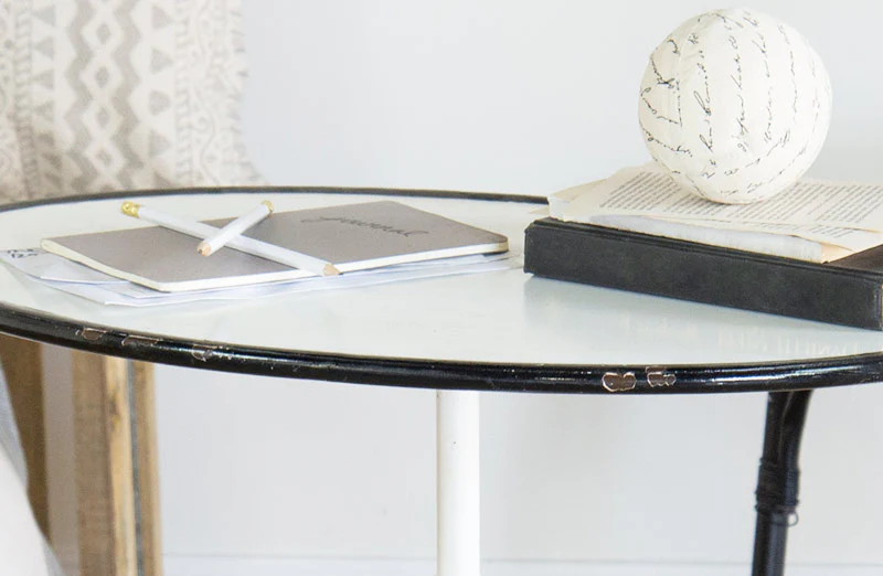 Oval Distressed Enamel Side Table