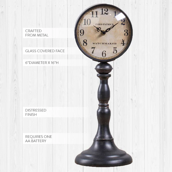 16 Inch High Ford Patrick Pedestal Clock