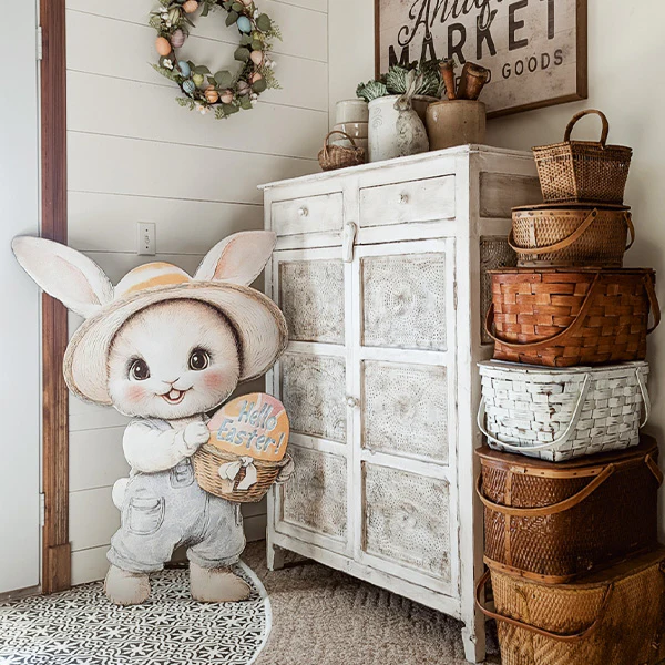 Easter Animal Outdoor Wooden Yard Signs on Metal Stands, Choose Your Style