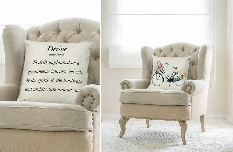 Double Sided Feedsack Bicycle Pillow