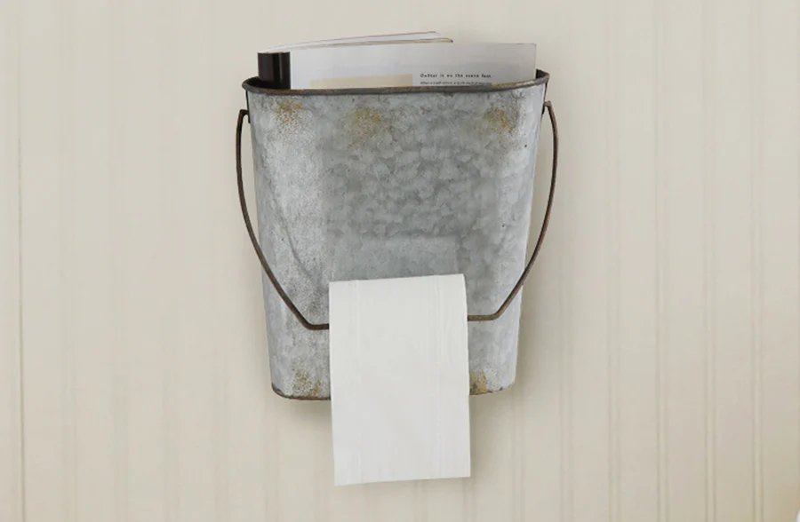Rustic Bathroom Bucket Cubby