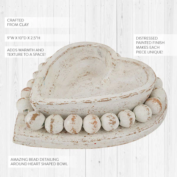 Clay Heart Bowl with Removable Beaded Garland