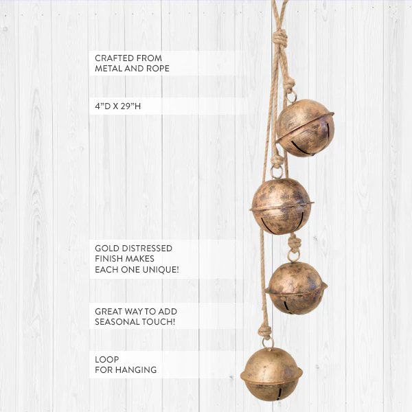 29 Inch Brass Finish Christmas Bells