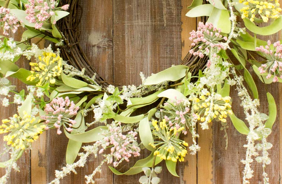 Pink Wildflower and Berries Wreath