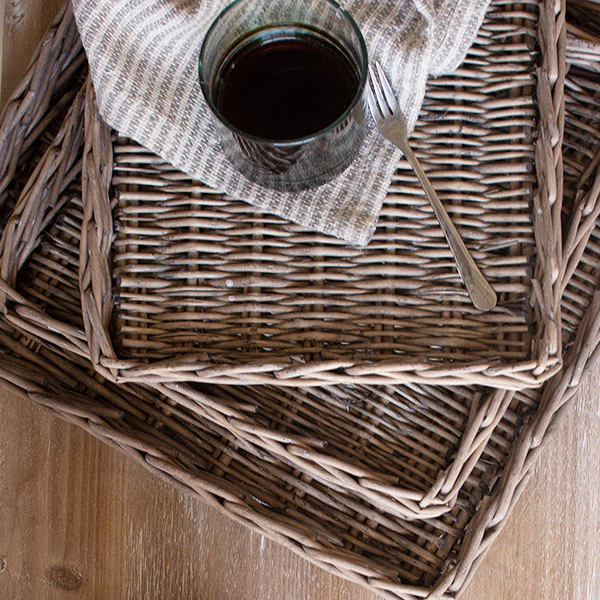 Woven Rattan Wall Decor Trays, Set of 5