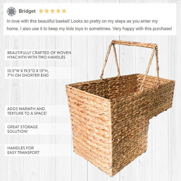 Woven Stair Hyacinth Basket with Handles