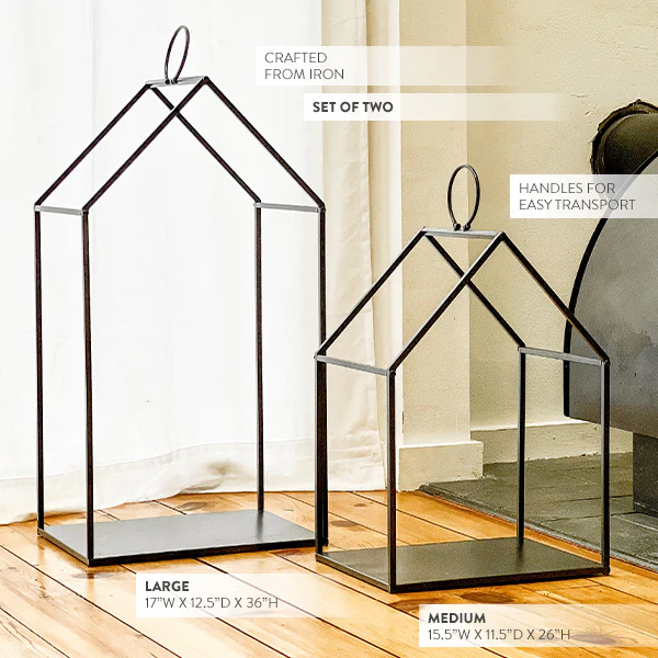 HUGE House Shaped Log Holders, Set of 2