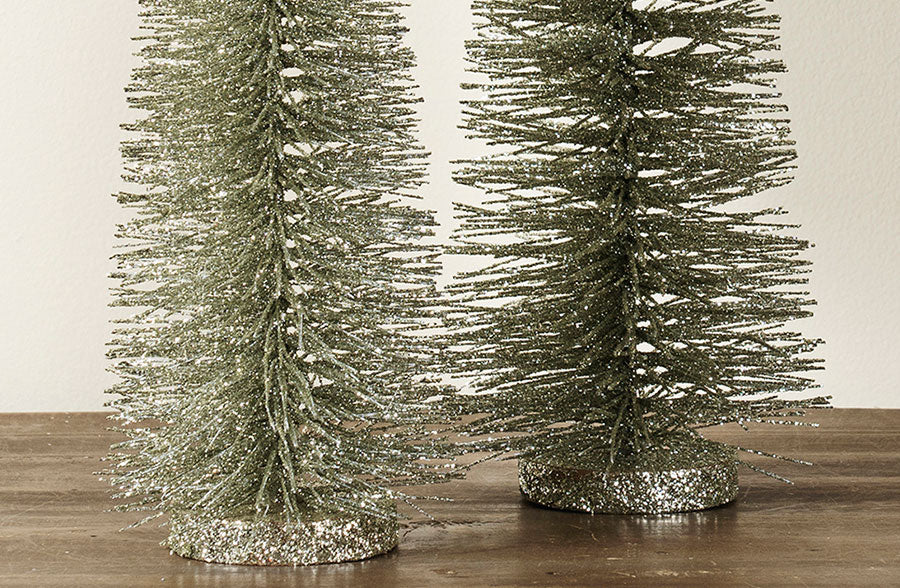 Decorative Glitter Pine Trees, Set of 2