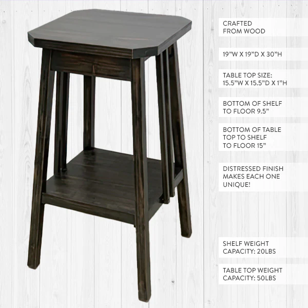 Two Tier Wood Side Table Plant Stand