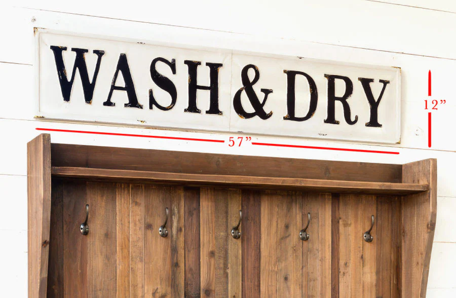 57 Inch Long Embossed Metal Wash & Dry Sign