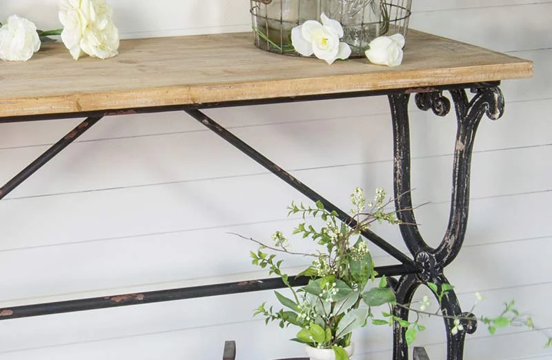 Ornate Wood and Metal Console Table