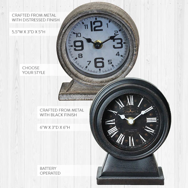 Metal Tabletop Clock, Pick Your Color