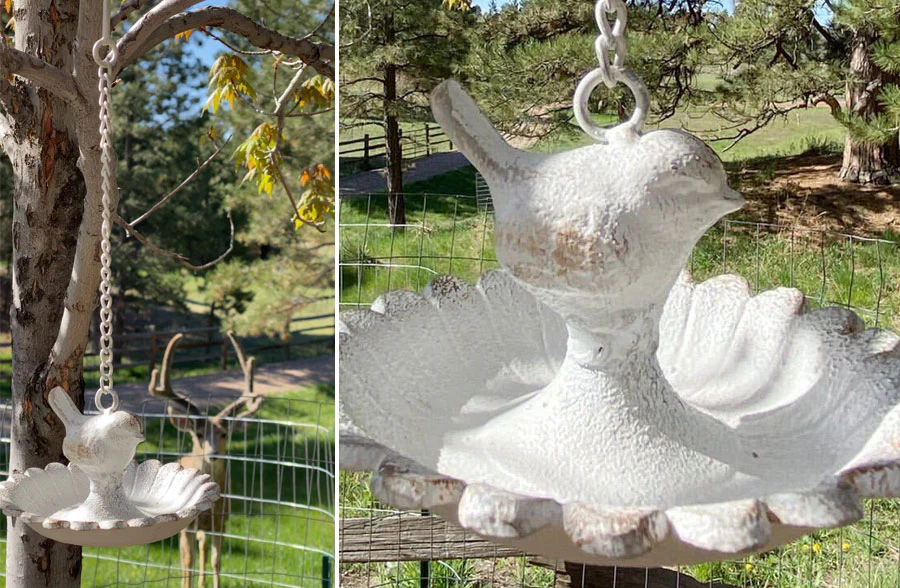 Cast Iron Scalloped Hanging Bird Feeder