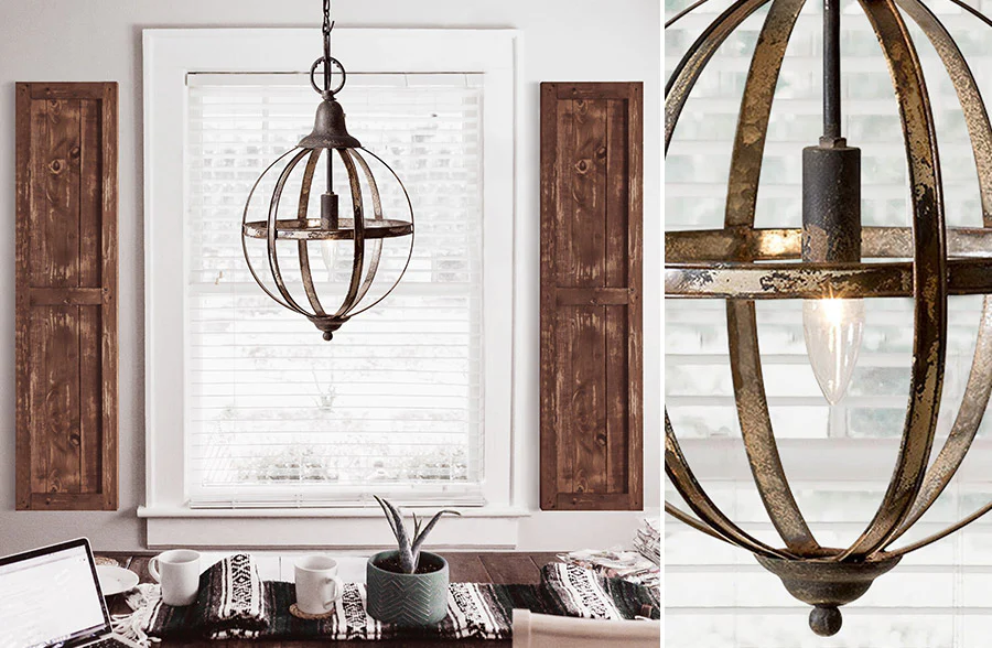 Distressed Finish Sphere Pendant Light