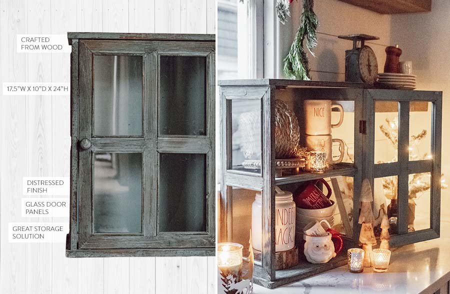 Distressed Turquoise Wood Cabinet