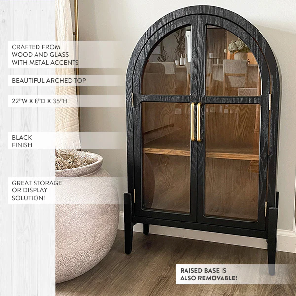 Black Wood Arched Cabinet