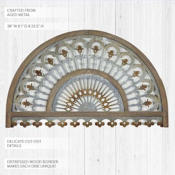 Wooden and Metal Rounded Arch Plaque