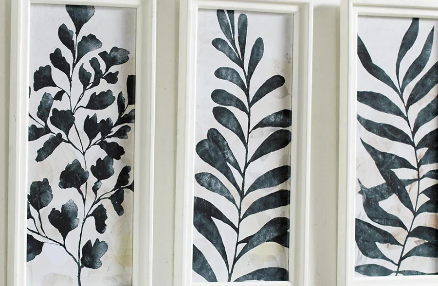 Dark Green Watercolor Botanical Framed Wall Art, Set of 4