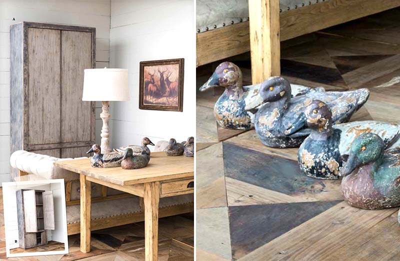 Rustic Distressed Decorative Duck Collection  Set of 5