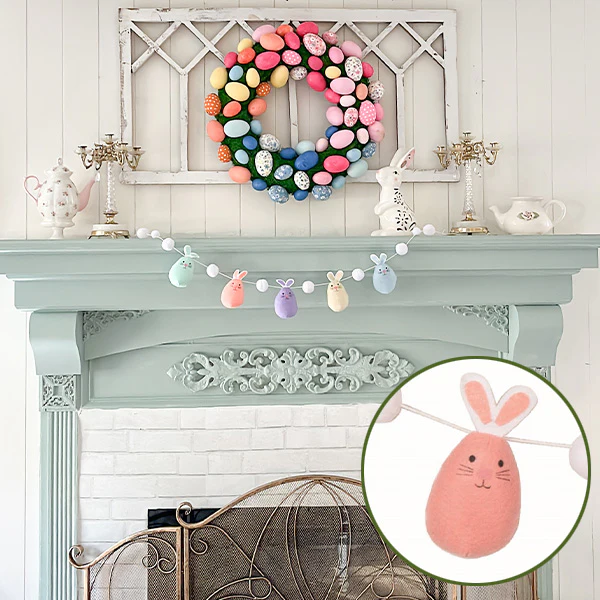 48 Inch Easter Plush Pom-Pom Bunny Banner