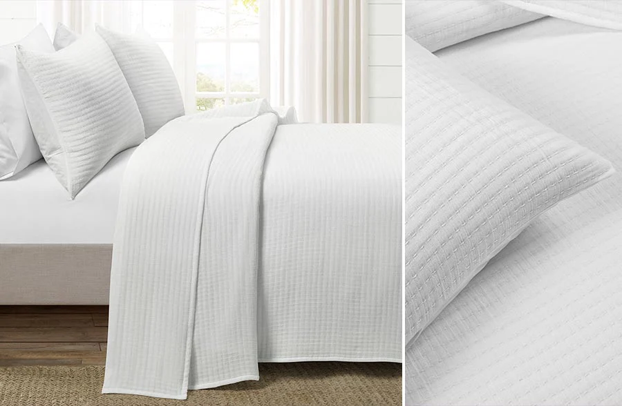 Yarn-Dyed Cotton 3 Piece Bedding, Pick Your Color