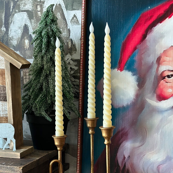 Spiral Taper LED Candles with Remote, Set of 8