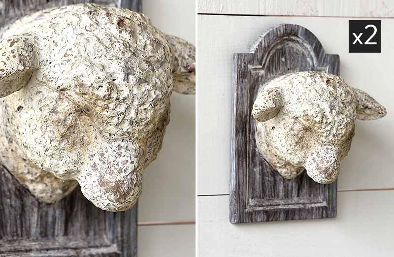 Petite Lamb Head Plaques  Set of 2