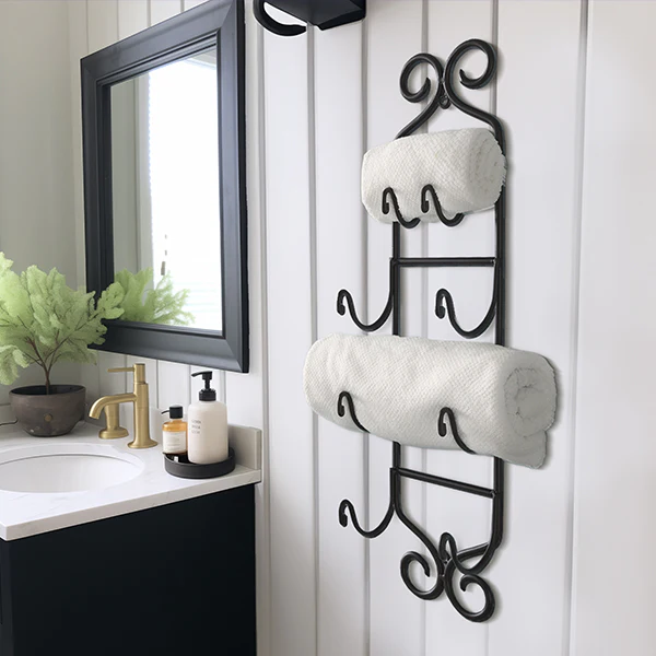 Wrought Iron Wall Mounted Towel Rack