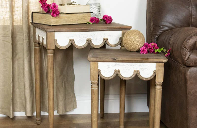Scalloped Edge Nesting Tables  Set of 2