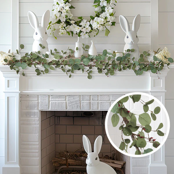60 Inch Spring Faux Eucalyptus Green Garland