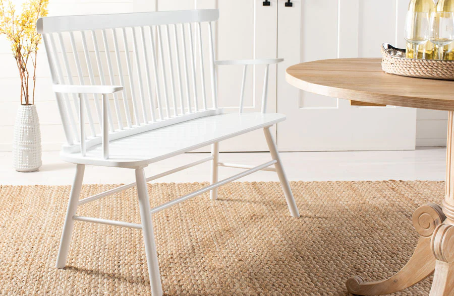 White Railing Bench