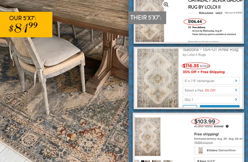 Loloi Oatmeal Silver Isadora Rug, Pick Your Size