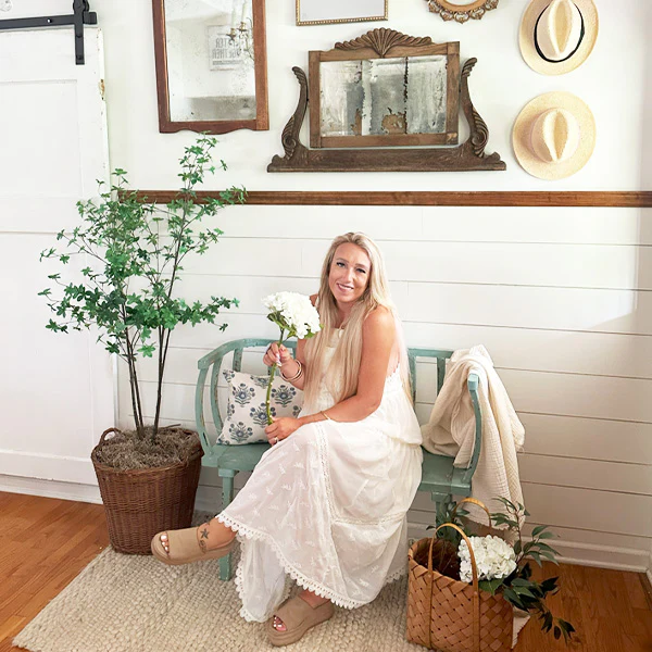 Aged Painted Wooden Bench