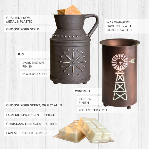 Vintage Farmhouse Wax Warmer, Pick Your Style