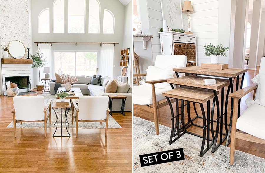 Metal Framed Nesting Tables, Set of 3