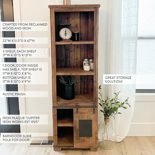 67 Inch Tall Wood Cabinet with Sliding Door