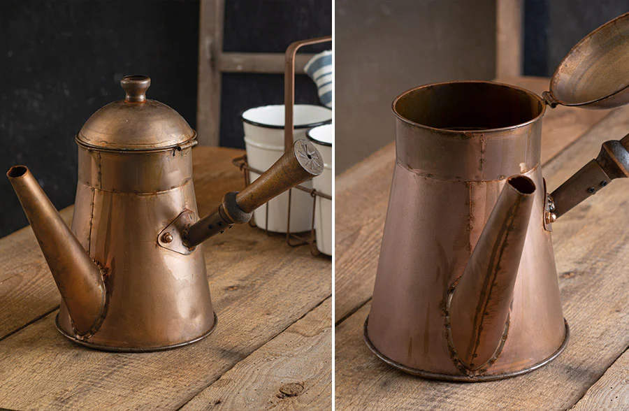 Decorative Copper Finish Coffee Pot with Handle
