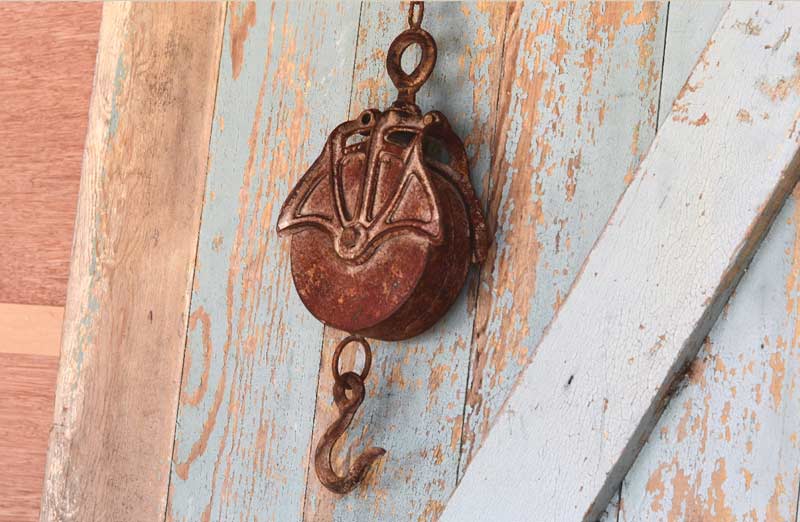 *LARGE Distressed Pulley Hook