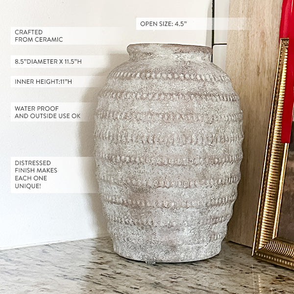 Handcrafted Ribbed Texture Large Vase