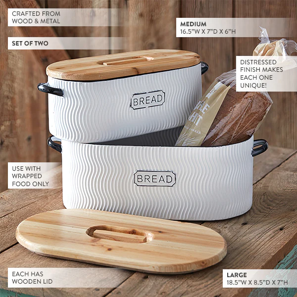 Modern Farmhouse Bread Box, Set of Two