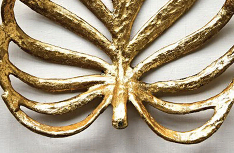 Decorative Cast Iron Leaf with Gold Finish