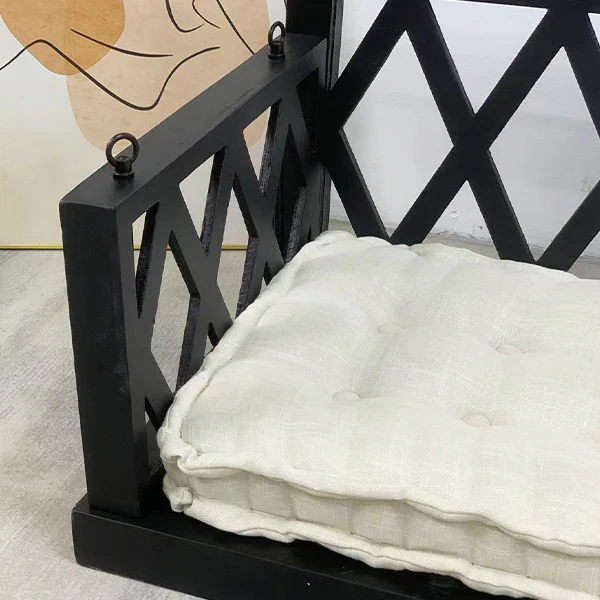 Black Porch Swing with Cushion