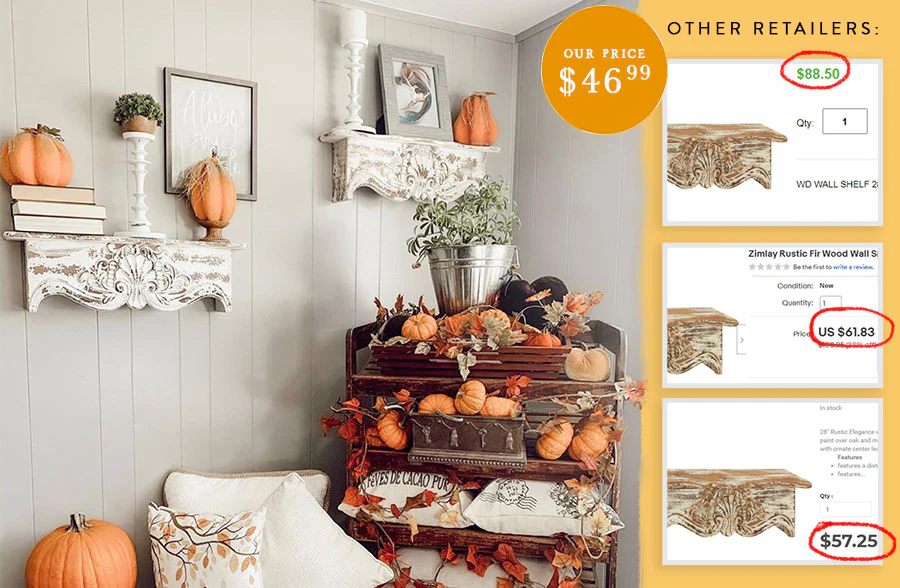 White Distressed Corbel Wall Shelf