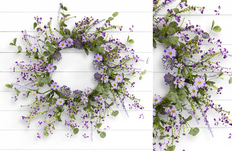Mini Floral Wreath 18D Polyester/Plastic
