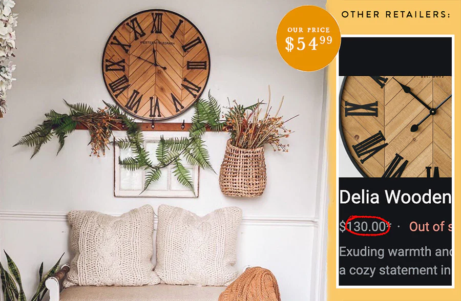 Western Telegraph Roman Numeral Wooden Clock