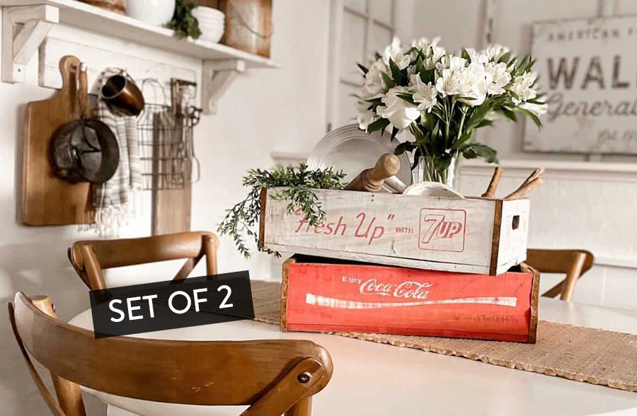 FOUND Coca-Cola and 7up/Pepsi Crates, Set of 2