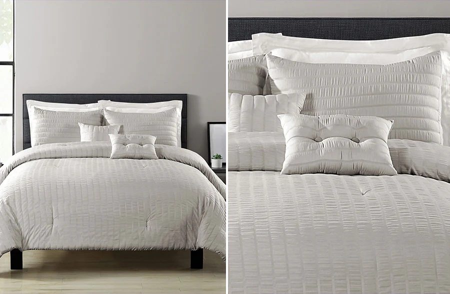 Farmhouse Seersucker Bedding, Pick Your Color