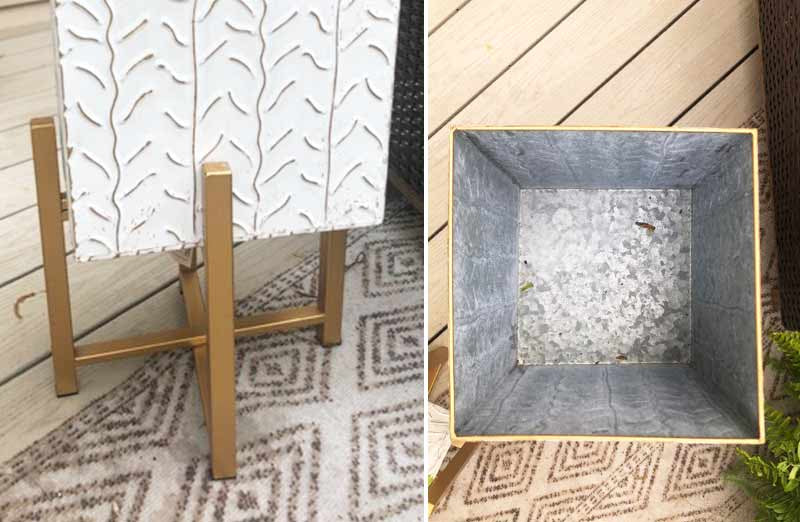 Embossed Tin Planters With Stands  Set of 2