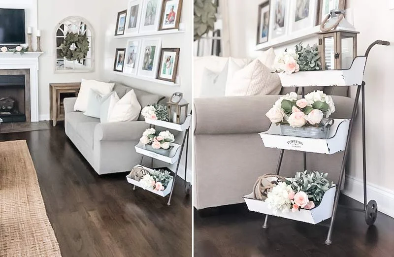 Three Tiered Enamel Rolling Planter