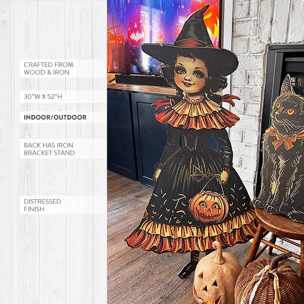Indoor/Outdoor Life Sized Girl Witch Cutout | Spooky Season Collection